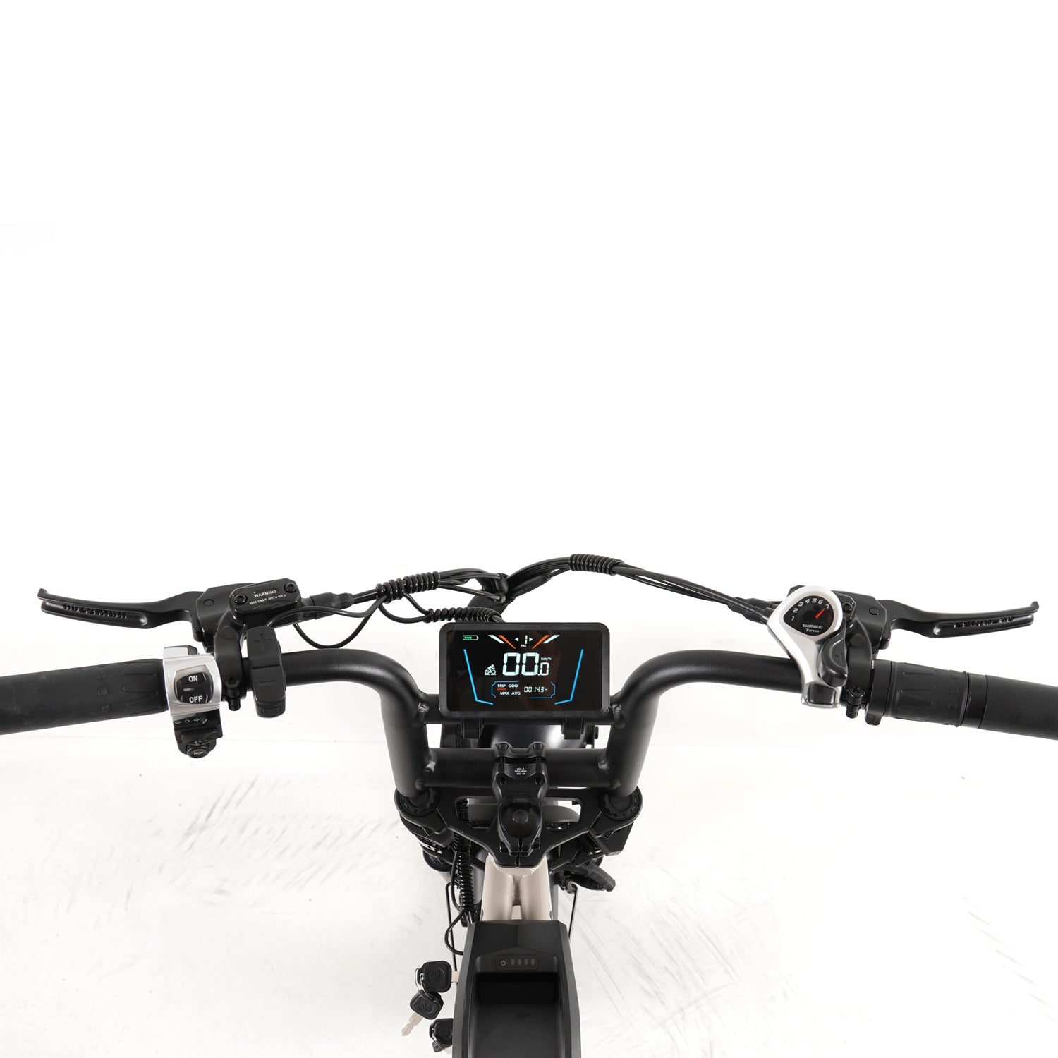 Display of Hanevear Ham Electric Bike displaying 5 levels of pedal assist and real-time riding data