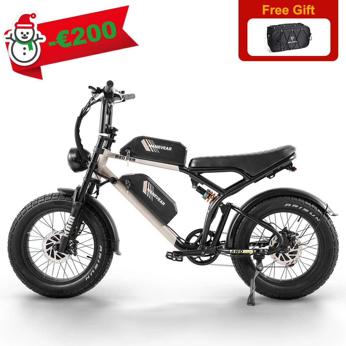 Hanevear Ham 1500W Bicicletta elettrica per adulti Doppia batteria